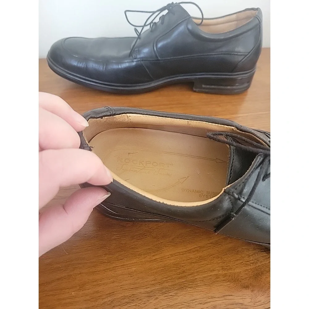 Rockport Mens Black Leather Signature Dress Oxford Shoes APM12881 Sz 12 M